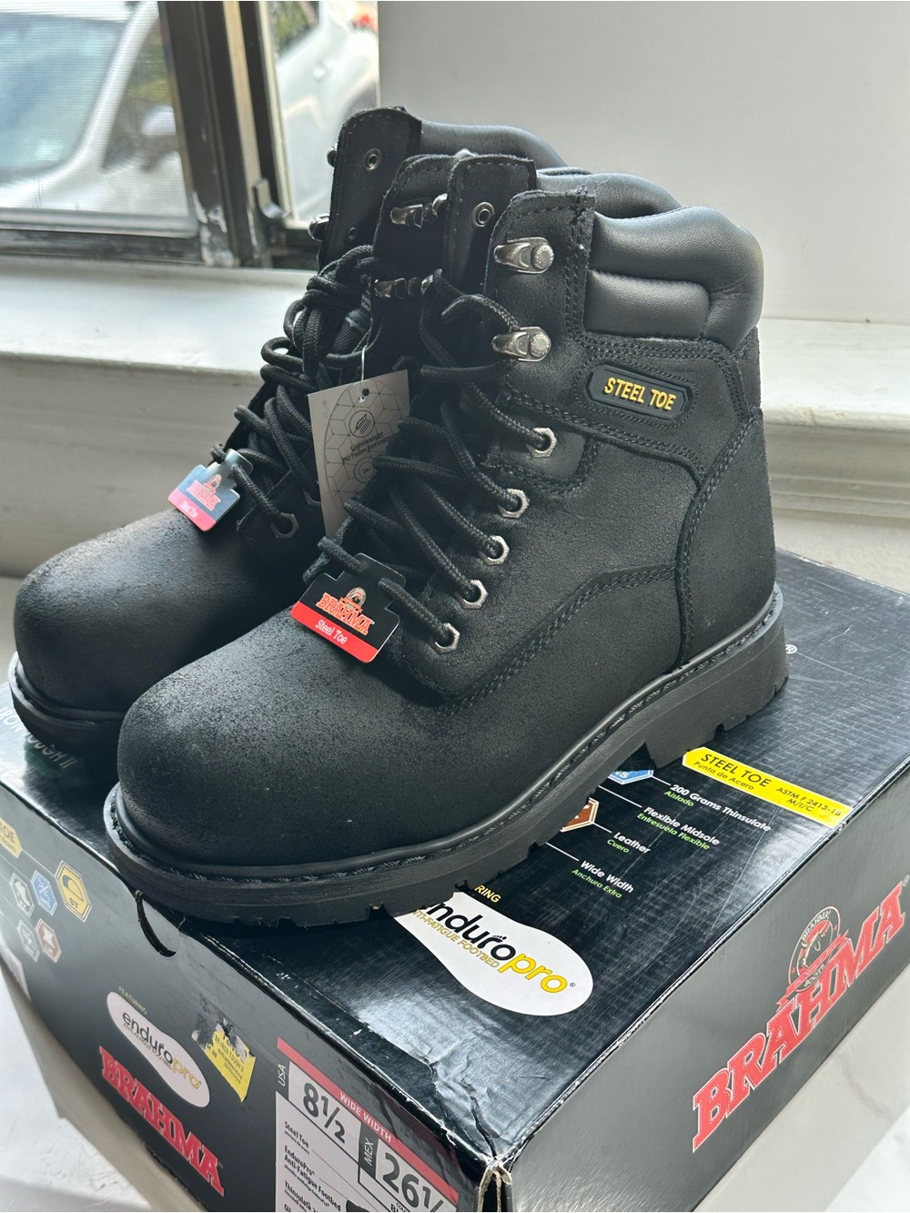 Brahma Black Steel Toe Work Boots